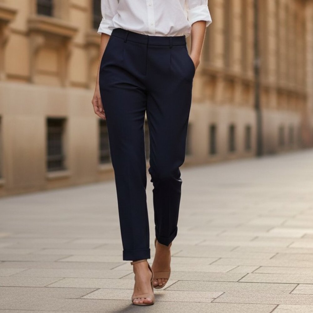 Tuckernuck Navy Duncan Pleated Trouser Straight Leg Dress Pants Size 4 NWT